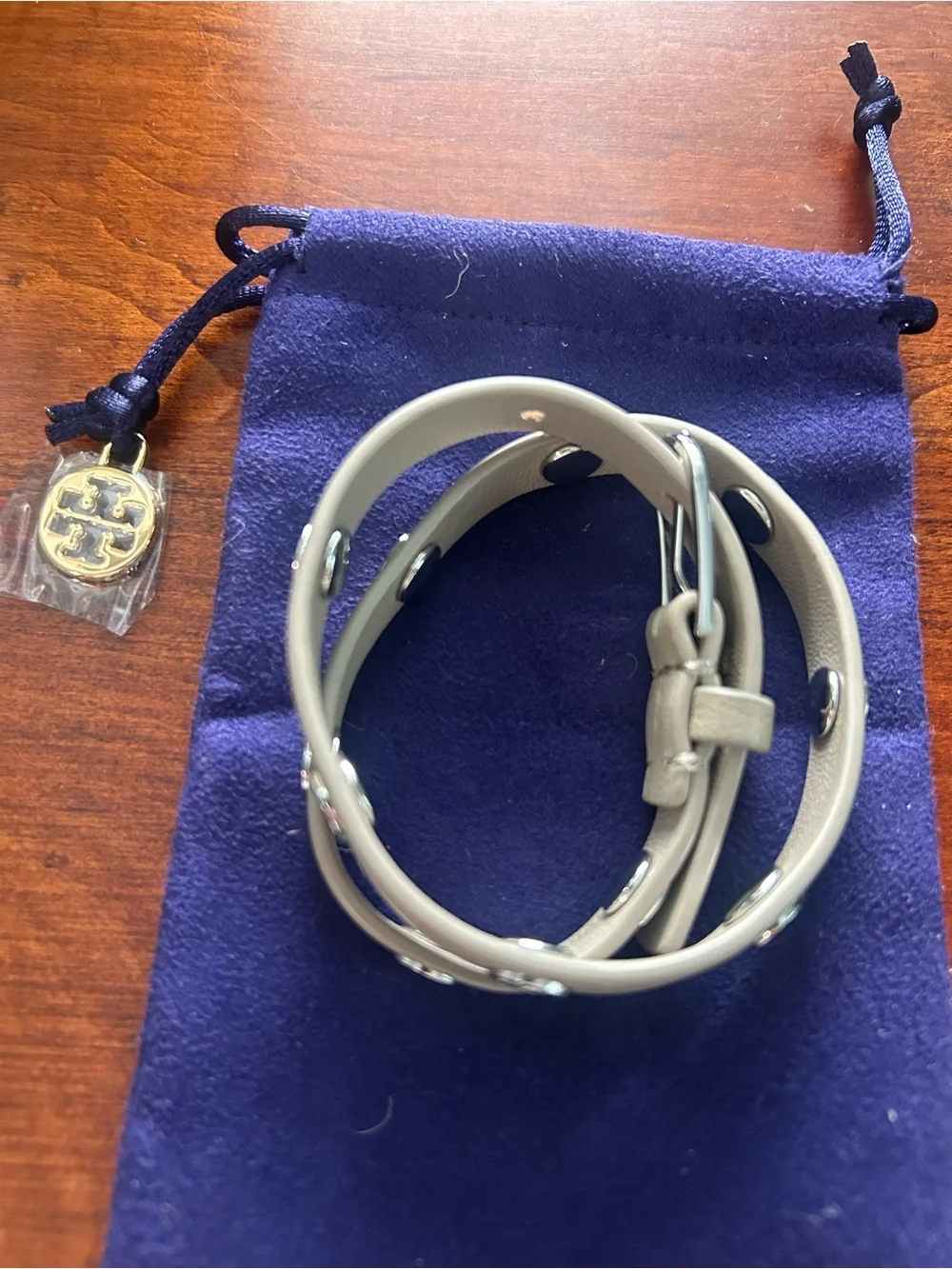 Tory Burch Leather Wrap Bracelet with Decorative Studs